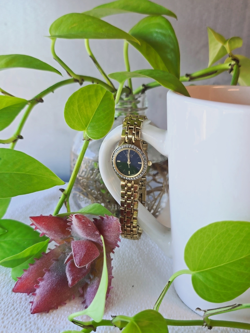 Women's Citizen Crystallized Gold Tone Watch EJ6042-56E